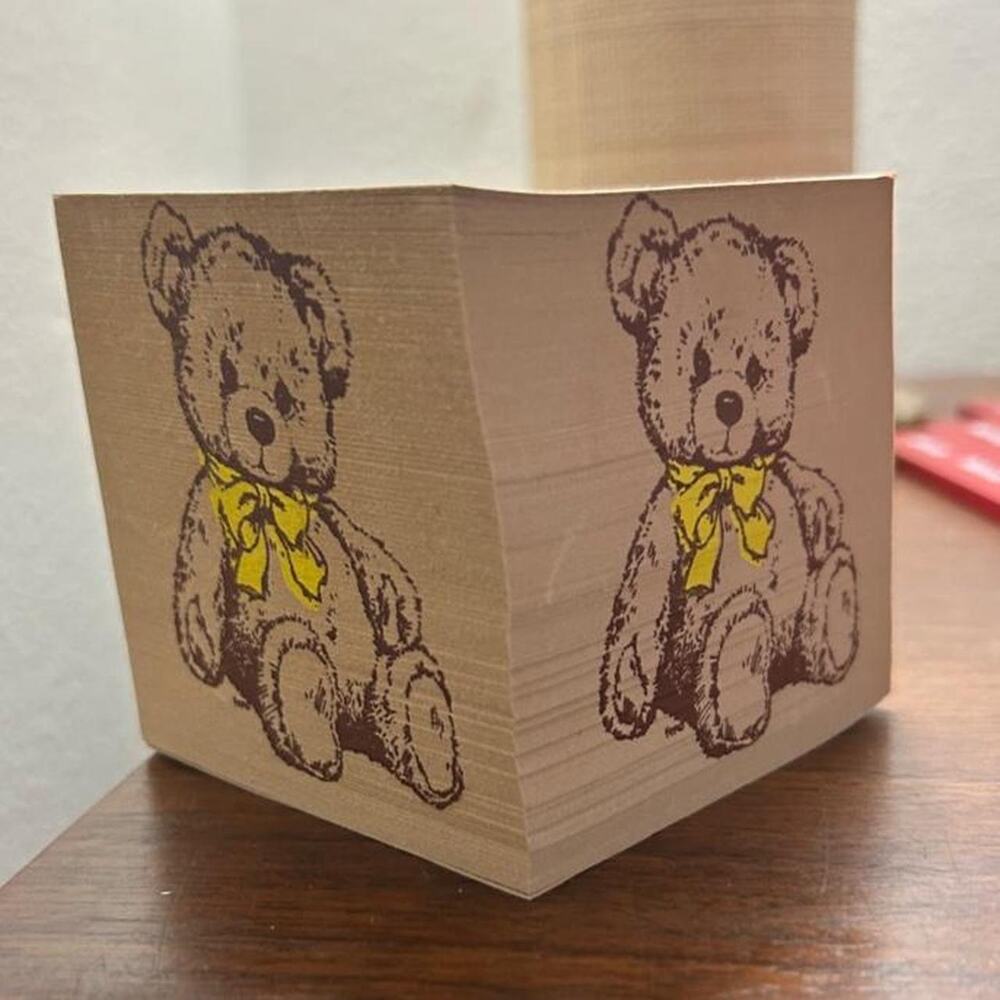 Vintage teddy bear w bow stacked notepad cottagecore coquette office supplies